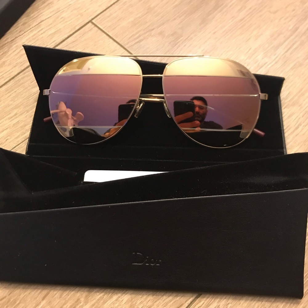 Dior Aviator Split Sunglasses (Gold and Purple)